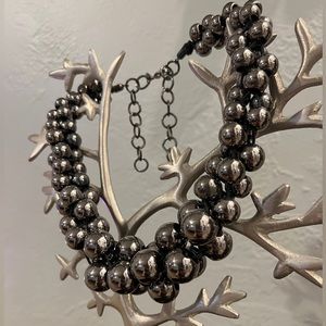 Graphite, bubble bead necklace